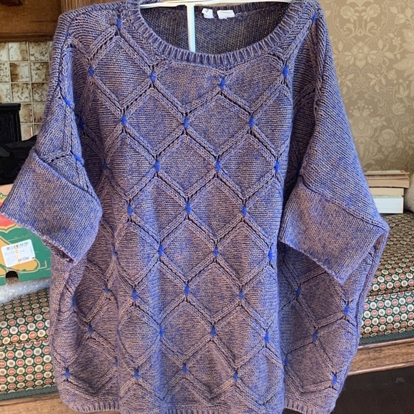 Anthropologie Moth oversized Diamond short sleeve sweater. Worn twice.‎ - Picture 1 of 8
